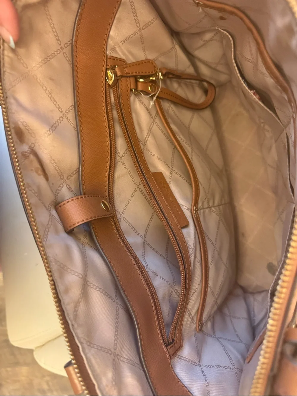 Michael Kors Cognac Leather Tote with Side Pockets